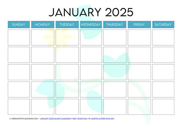 January 2025 Blank Calendar