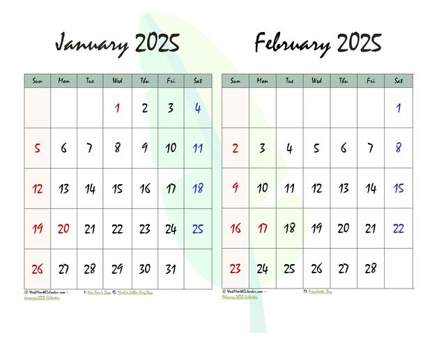 January February 2025 Calendar